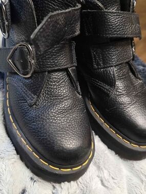 Doc Martens Black Leather Ankle Boots with Heart Buckle